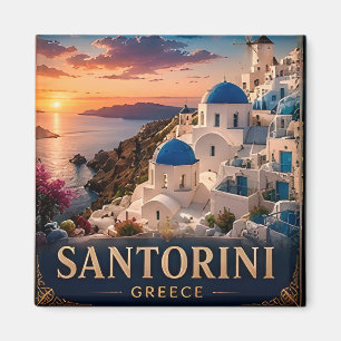 Santorini Sunset Vacation Memory Gift Magnet