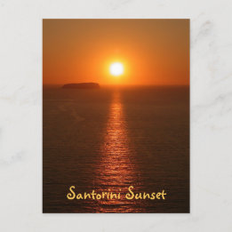 Santorini Sunset with text - Greek Island Postcard