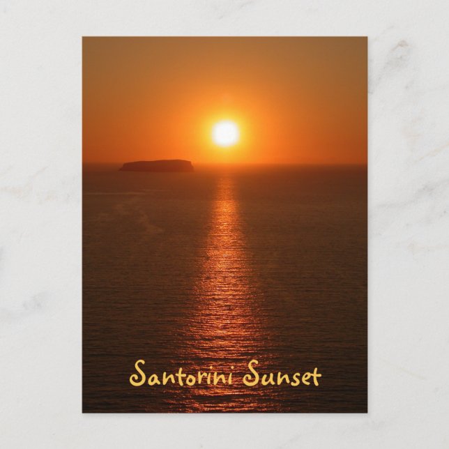 Santorini Sunset with text - Greek Island Postcard (Front)