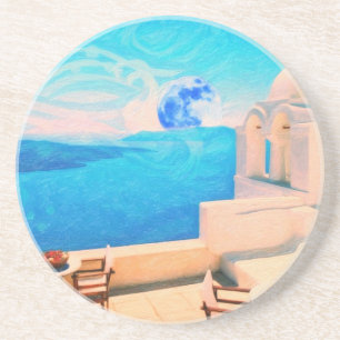 Santorini town Greece Coaster