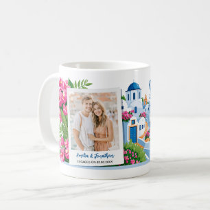 Santorini Travel Photo & Name Personalised Gift Coffee Mug