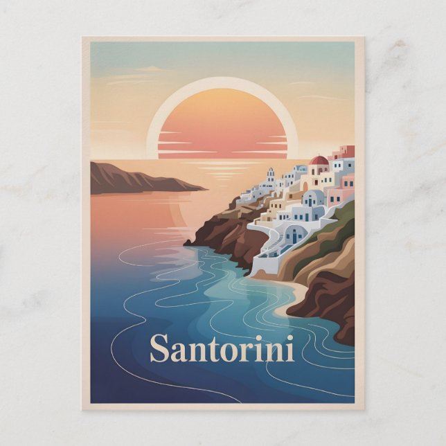 Santorini vintage minimalistic  postcard (Front)