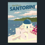 Santorini - Vintage Travel Poster<br><div class="desc">Bring back the most unforgettable holiday destination in Greece. 
Romantic vacation in Santorini,  the precious gem of the Aegean Sea.</div>