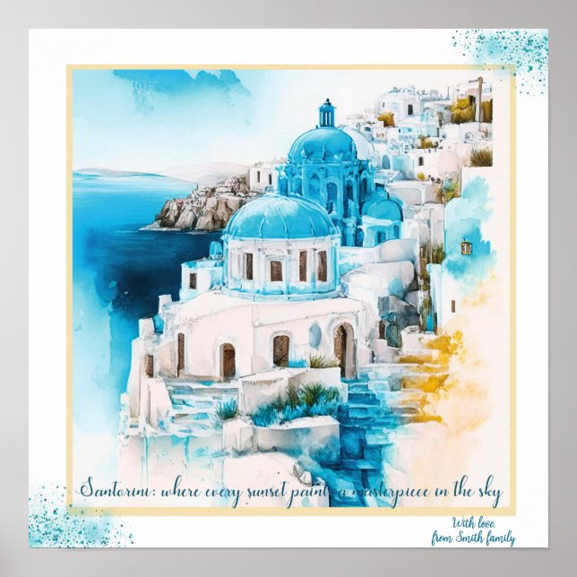 Santorini wall art. Greek poster. Housewarming Poster (Front)