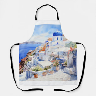 Santorini Watercolor Apron