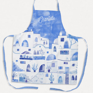 Santorini Watercolor Personalised Apron