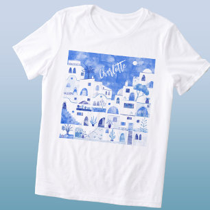 Santorini Watercolor Personalised Tri-Blend Shirt