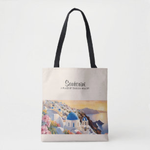 Santorini Watercolor Tote Bag - Timeless Beauty
