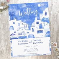Santorini Wedding Invitation Postcard