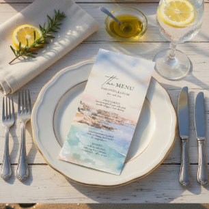 Santorini Wedding Menu Card   Coastal Beach