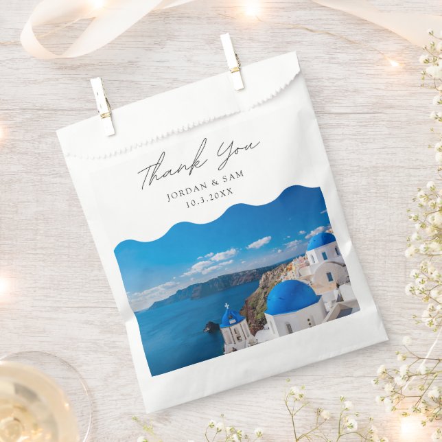 Santorini Wedding Photo Personalised Greece  Favour Bags (Clipped)