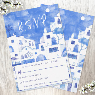 Santorini Wedding RSVP Card