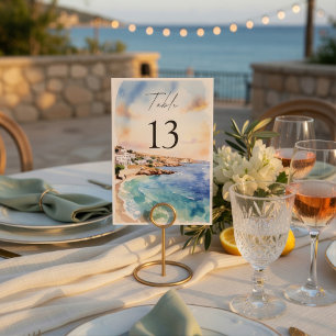 Santorini Wedding Table Numbers   Mediterranean 
