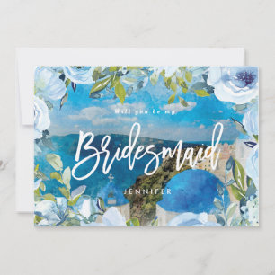 santorini will you be my bridesmaid proposal card