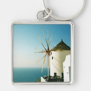 Santorini windmill, Greece Key Ring