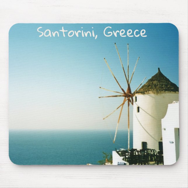 Santorini windmill, Greece Mouse Mat (Front)