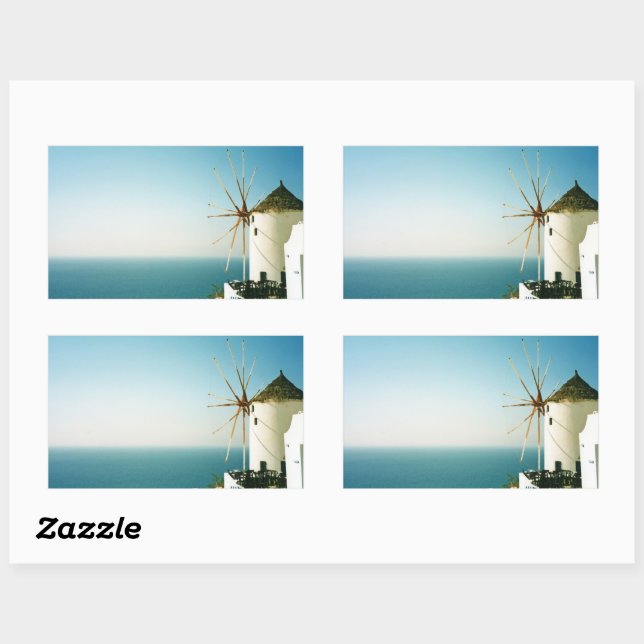 Santorini windmill, Greece Rectangular Sticker (Sheet)