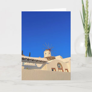 Santorini Windmill Oia Greece Photography Card