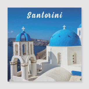 Santorini with blue and white church
