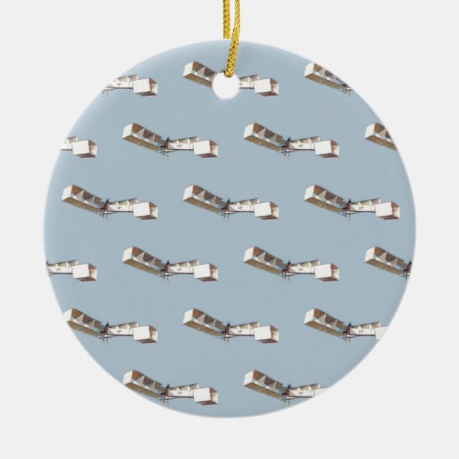 Santos-Dumont 14-Bis Aeroplane Ceramic Tree Decoration (Front)