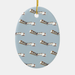Santos-Dumont 14-Bis Aeroplane Ceramic Tree Decoration