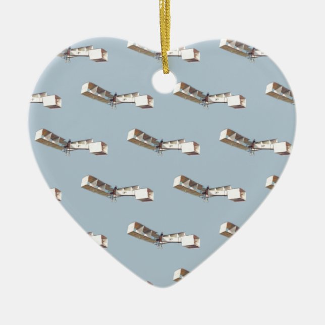 Santos-Dumont 14-Bis Aeroplane Ceramic Tree Decoration (Front)