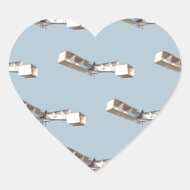 Santos-Dumont 14-Bis Aeroplane Heart Sticker (Front)