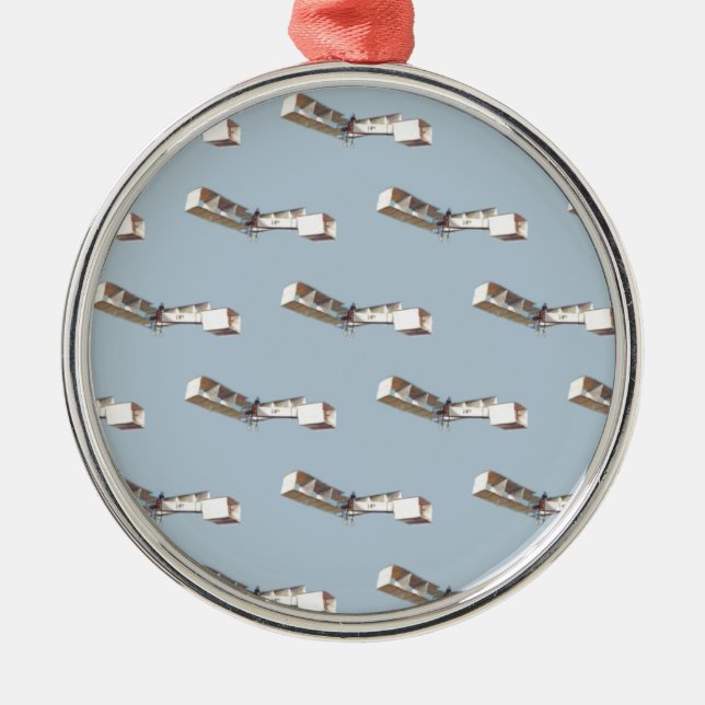 Santos-Dumont 14-Bis Aeroplane Metal Tree Decoration (Front)