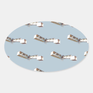 Santos-Dumont 14-Bis Aeroplane Oval Sticker
