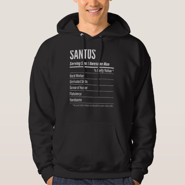 Santos Serving Size Nutrition Label Calories Hoodie (Front)