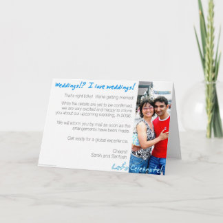 Santosh and Sarah Announcement card
