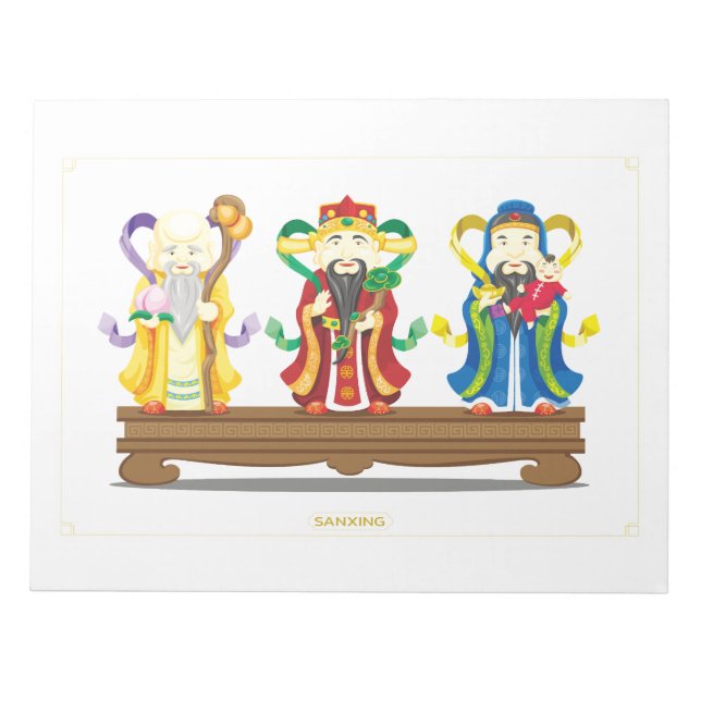 Sanxing Chinese Gods Notepad (Front)