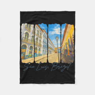 Sao Luis Brazil Traveling Trip Brushstroke Sao Lui Fleece Blanket