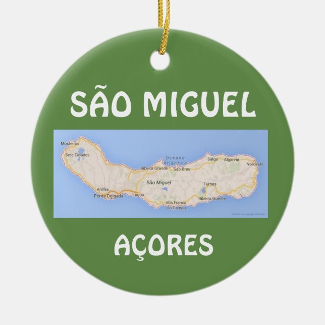 Sao Miguel Acores Map Christmas Ornament (Front)