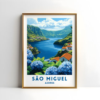 Sao Miguel Azores Travel Poster Wall Art