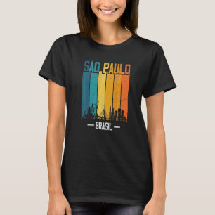 Sao Paulo Brasil Retro Vintage Sunset Skyline Sao T-Shirt