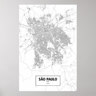 Sao Paulo, Brazil (black on white) Poster