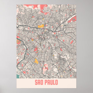 Sao Paulo - Brazil Chalk City Map Poster