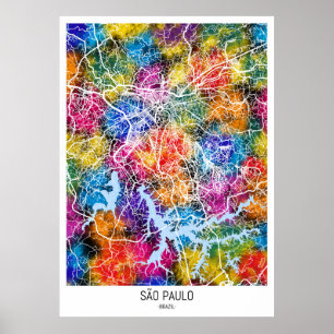 São Paulo Brazil City Map Poster