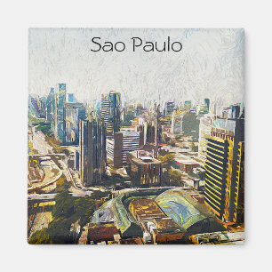 Sao Paulo Brazil Cityscape Painting  Magnet