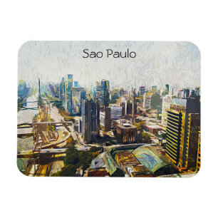 Sao Paulo Brazil Cityscape Painting  Magnet