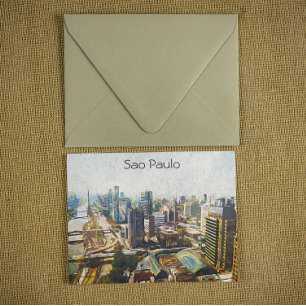 Sao Paulo Brazil Cityscape Painting  Postcard