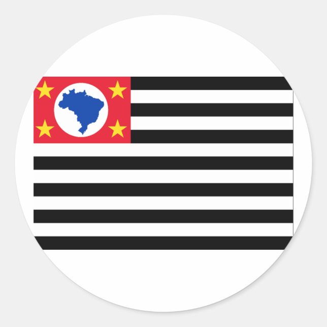 São Paulo, Brazil Flag Classic Round Sticker (Front)
