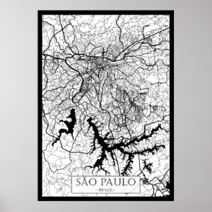 São Paulo Brazil Map Poster