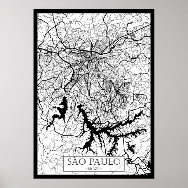 São Paulo Brazil Map Poster (Front)