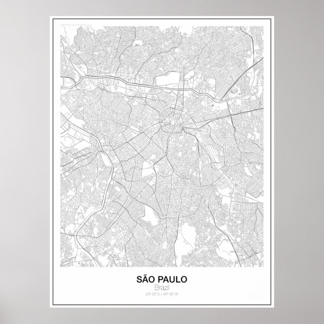 São Paulo, Brazil, Minimalist Map Poster (Style 2) (Front)