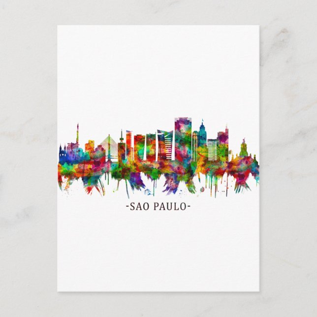 Sao Paulo Brazil Skyline Holiday Postcard (Front)