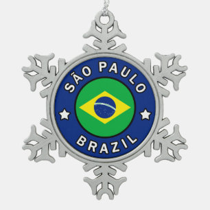 São Paulo Brazil Snowflake Pewter Christmas Ornament