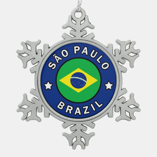 São Paulo Brazil Snowflake Pewter Christmas Ornament (Front)