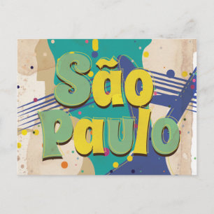 São Paulo Brazil Vintage Travel Poster Postcard